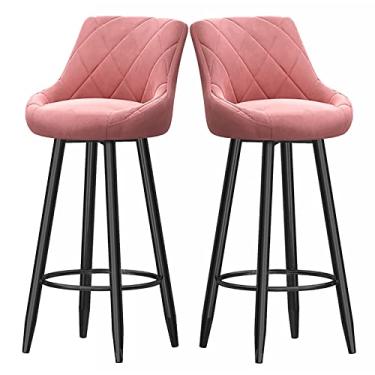 Imagem de Cadeiras de jantar cadeiras de sala de jantar elegantes bancos de bar com altura de balcão conjunto de 2, bancos de bar modernos de veludo com encosto baixo, bancos de balcão com apoio para os pés, cadeiras de bar de cozinha estofadas sem braço tudo é