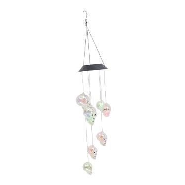 Imagem de Abaodam 1Pc Sinos De Vento De Halloween Luzes Ao Ar Livre Sinos De Vento Sinos De Vento Halloween Decorações De Caveira Luz Solar Sino De Vento Luzes Assustadoras Pendurado Vento LED