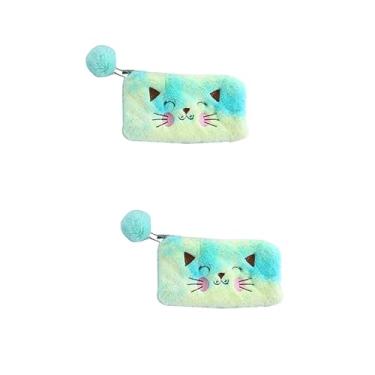 Imagem de BESTOYARD 2 Pçs Bolsa Bolsa Armazenamento Gato Amarelo Design Cosmético Material De Escritório Moeda Artigos De Papelaria Bolsa De Pelúcia Lápis
