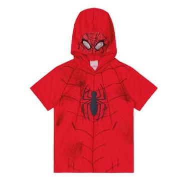 Imagem de Camiseta Infantil Capuz Homem Aranha Vermelha Brandili