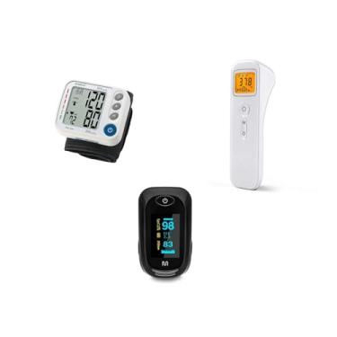 Imagem de Kit Termometro Infravermelho + Med De Pressão + Oxim De Dedo