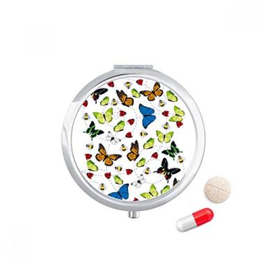 Imagem de Diferentes tamanhos de bolsa de comprimidos com borboleta voadora para viagem, caixa de armazenamento de medicamentos, dispensador de espelho para presente