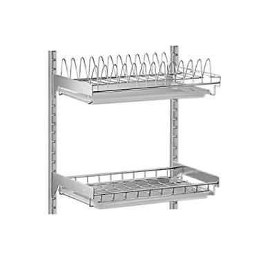 Imagem de Escorredores de Louça Prateleira Para Pratos Sem Furos De Parede 304 Escorredor De Aço Inoxidável Para Cozinha Escorredor De Pratos Escorredor De Pratos Armazenamento de Cozinha (Size : 2-Tier)