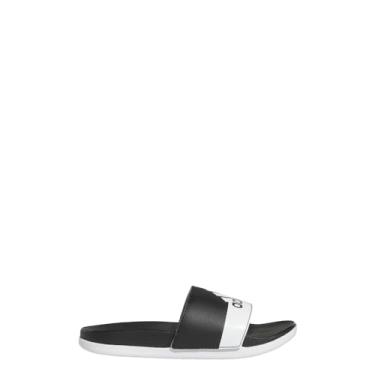 Imagem de adidas Sandália infantil unissex Adilette confortável Slide, Preto/branco/branco, 12 Little Kid