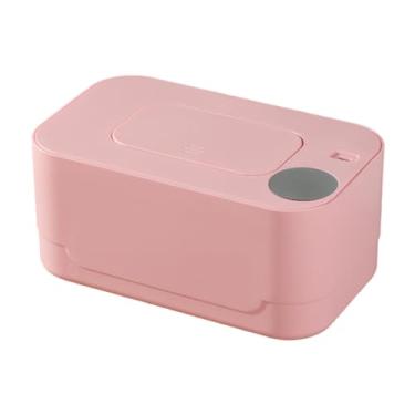 Imagem de MERIGLARE Aquecedor de lenços umedecidos, dispensador de lenços umedecidos, aquecedor portátil silencioso de grande capacidade com display digital para tecido, rosa