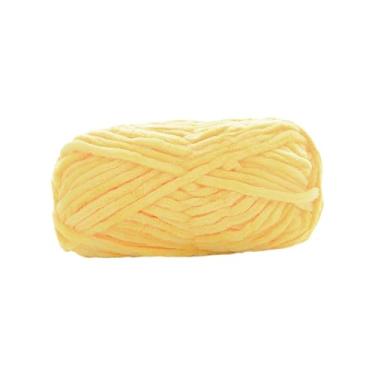 Imagem de UGPLM Fio grosso de fio de peso, fio gigante 80m, fio tubular enorme, tricô manual para cachecol, almofada, tapeçaria, suéteres, esteira de malha, amarelo