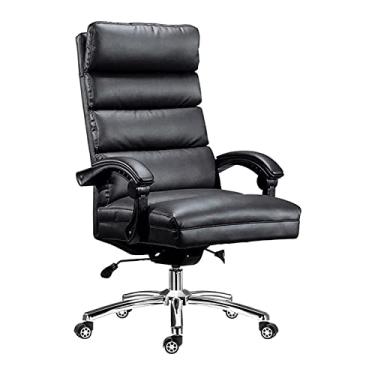 Imagem de Cadeira de escritório ergonômica com encosto multissegmento, cadeiras executivas gerenciais com apoio de braço fixo, cadeira chefe com inclinação de altura ajustável, poltrona giratória para
