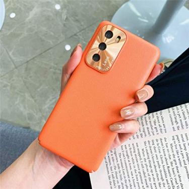 Imagem de DESHENG Clipes de proteção para smartphone para Huawei P40 Capa de plástico de pele pura com tudo incluído com anel de lente capa de proteção bolsa de telefone (cor: laranja)
