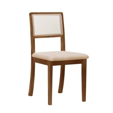 Imagem de Kit 4 Cadeiras De Jantar Madeira Maciça Encosto Telinha Palha Estofada Veludo Bege Rubi Preto