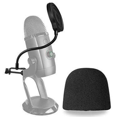 Imagem de Yeti X Filtro de microfone pop com para-brisa de espuma – 10 cm 3 camadas de proteção contra vento e capa de vento de espuma para microfone Blue Yeti X para melhorar a qualidade de som da YOUSHARES