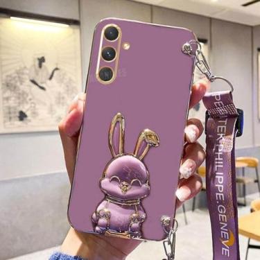 Imagem de Para samsung galaxy am 14 52 54 23 13 crossbody cordão cinta caso suporte capa de silicone, tzxgs cereja roxo, para m14 5g