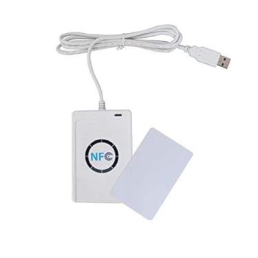 Imagem de ETEKJOY Leitor de cartão inteligente sem contato ACR122U NFC RFID 13,56 MHz com cabo USB, SDK, 5 cartões IC graváveis