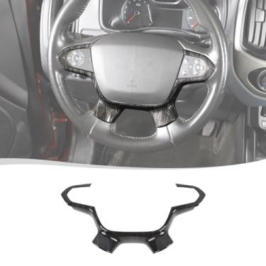 Imagem de Voodonala Para Chevy Colorado Capa de Painel de Volante Interior Acessórios de Volante Compatível com Chevy Colorado 2014-2022 (1 Pç, ABS, Madeira Preta)