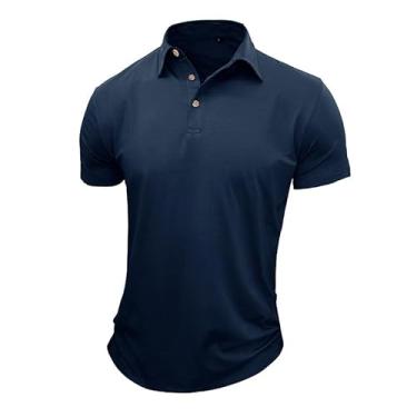 Imagem de BAFlo Novas polos masculinos de manga curta - Camisetas confortáveis e respiráveis para uso casual, Azul royal, P