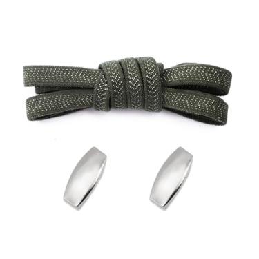 Imagem de Lock Elastic Laces Sneakers Tennis Shoelaces Without Ties Adult Kids Flat No Tie Shoelace For Shoes Accessories (Color : Army green)