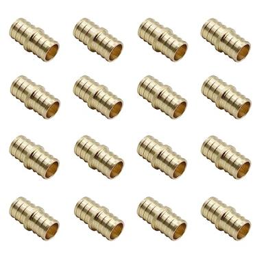Imagem de PEX Fittings 3/4 polegadas, PEX Pipe Coupling Fittings (pacote com 12) - Conexões de crimpagem de acoplador de latão sem chumbo para linhas de água de tubos PEX, projetos de encanamento, latão C46500,