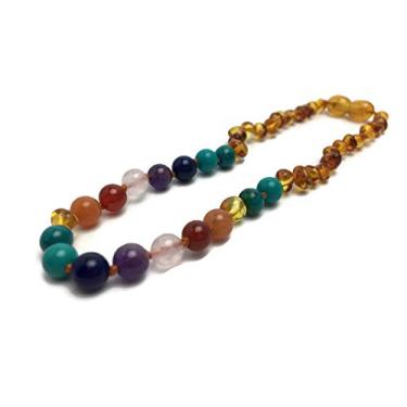 Imagem de Baltic Essentials Colar meio arco-íris de mel polido de 32 cm, Âmbar, Âmbar