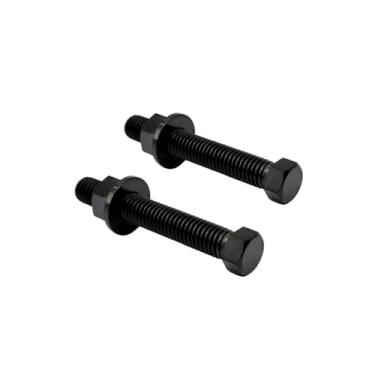 Imagem de RISON Parafusos de titânio grau 5 parafusos ajustadores de eixo de titânio preto M10 x 1,25 x 50 mm parafuso de ajuste de eixo de cabeça hexagonal de titânio e porca para motocicletas pacote com 2