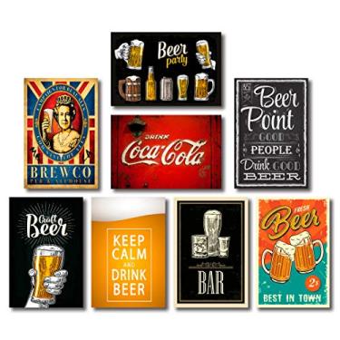 Imagem de Kit Placas Decorativas Bebidas Drinks Frases Mdf - 8 Placas