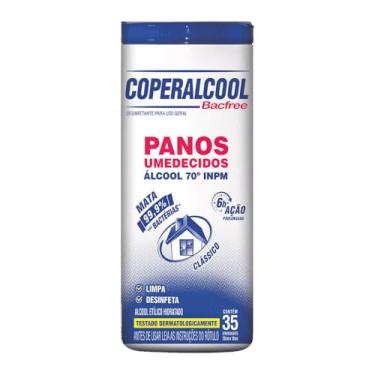 Imagem de Panos Umedecidos Bacfree Álcool 70º INPM Coperalcool 35 unidades