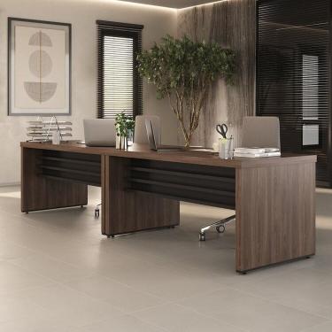 Imagem de Conjunto para Escritório com 2 Mesas Tamburato 1600 Charuto/Preto