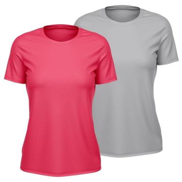 Imagem de Kit 2 Camisetas Feminina Dry Manga Curta Proteção UV Slim Básica Academia Treino ness-Feminino