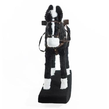 Imagem de Cavalinho de Balanço Preto Cavalgando Livre Madeira Pelúcia Antialérgica Grande Realístico Aventura