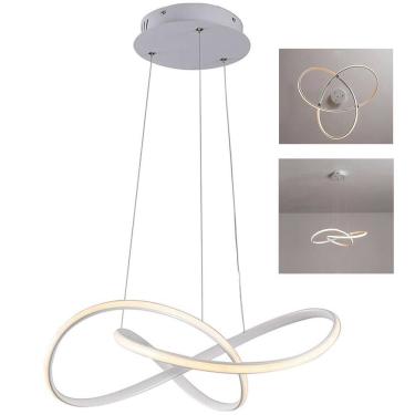 Imagem de Lustre Pendente LED 3000K Arco Infinito Perfil Decoraçao Iluminaçao Sala Recepçao Hall...