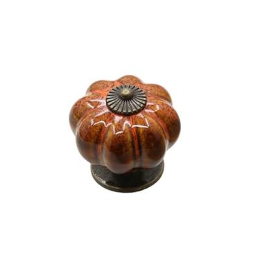 Imagem de Puxadores de cerâmica e alça em forma de abóbora puxar porta do armário móveis gaveta armário alças de porcelana, estilo b laranja