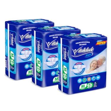 Imagem de Kit com 3 Pacotes Fralda Descartável Adulto Geriátrica Vitalidade Sênior com Fita M
