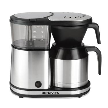 Imagem de Bonavita Máquina de café de gotejamento com 5 xícaras, derramamento com um toque, pausa automática com garrafa térmica de parede dupla de aço inoxidável, certificado SCA, seguro para lava-louças,
