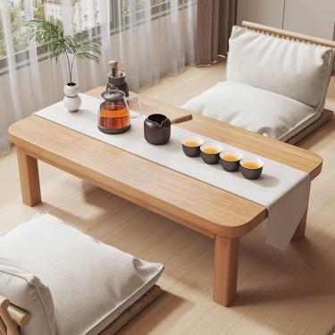 Imagem de Mesa baixa de café japonesa, mesa de tatami, mesa de chá zen, mesa de centro multifuncional, mesa vintage para sala de estar, quarto, janela saliente, cor de tronco, 100x48x32cm