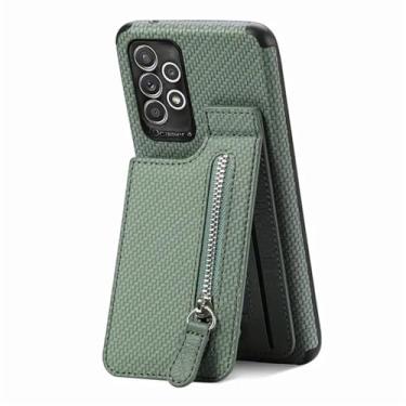 Imagem de Capa de suporte vertical para cartões carteira com zíper para Samsung Galaxy A23 S23 Ultra S22 Plus S21 FE A53 A52 A33 A54 A14 A34, verde, para Samsung A12 5G