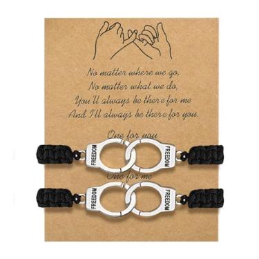 Imagem de Kysin Chiys Pulseiras ajustáveis BFF Charm Friendship para parceiros no crime algemas presentes de aniversário para melhor amigo para mulheres e homens, adjustable, Pedra, Sem Pedra Preciosa
