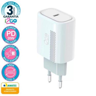 Imagem de Carregador de Parede Ultra Rápido Power Delivery 20W 1 USB-C i2Go Pro