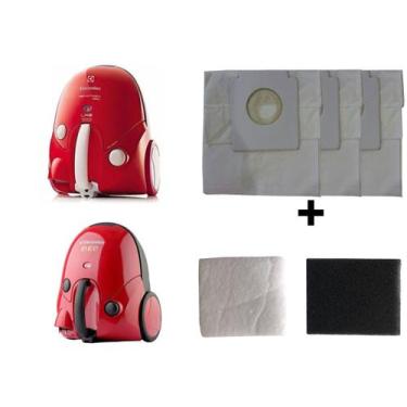 Imagem de Kit Com 3 Sacos Descartáveis Aspirador De Pó Electrolux Neo + Filtros 