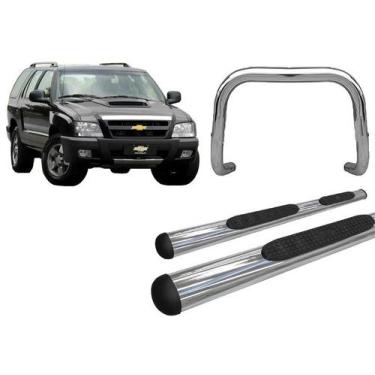 Imagem de Kit Quebra Mato Estribo Oval Oblongo Cromado Para Blazer - HOZZ