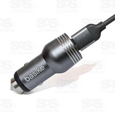 Imagem de Carregador Veicular Metálico 2 USB E Cabo Micro USB V8 Basike Car-G513