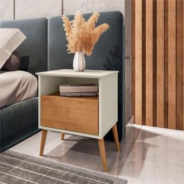 Imagem de Mesa de Cabeceira Retro Liverpool  Off White Naturalle   - Mais de Cas