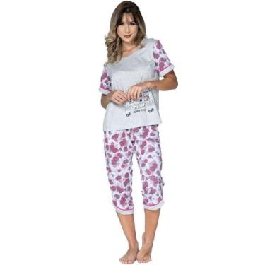 Imagem de Pijama Pescador Feminino Vekyo Modas Blusa Manga Curta e Calça Adulto 