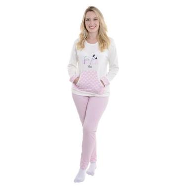 Imagem de Pijama feminino de inverno canelado Kanguru Victory, GG, Rosa