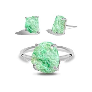 Imagem de Conjunto de Crisoprásio - Cristal Natural, Prata 925