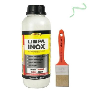 Imagem de Kit Limpa Inox Tira Ferrugem Mancha Oleo Inox 1 Lt + Pincel - Allchem