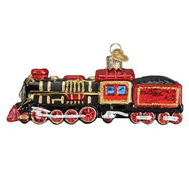 Imagem de Old World Christmas Ornamentos: Aviões, trens, helicópteros, barcos e caminhões Ornamentos soprados de vidro para árvore de Natal, trem