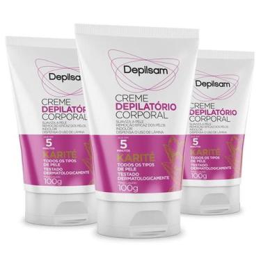 Imagem de Kit Creme Depilatório Corporal Depilsam Karité 100G com 3 unidades
