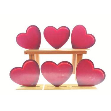 Imagem de Kit Display de Mesa 6 Peças Para Festa Coração MDF - Juju Brasil