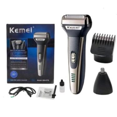 Imagem de Máquina De Barbear Aparador Pelos 3 em 1 Elétrica KM-6558 Kemei