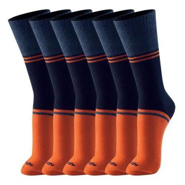 Imagem de Kit 6 Meias Mash Esportiva Cano Longo Masculina 211.12, Azul marinho