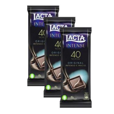 Imagem de Kit 3 Chocolate Lacta Intense 40% Cacau Original 85g