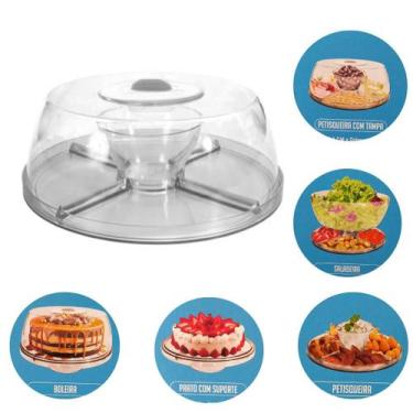 Imagem de Boleira Petisqueira com Tampa Suporte de Bolo Acrilico 5em1 - Micromax
